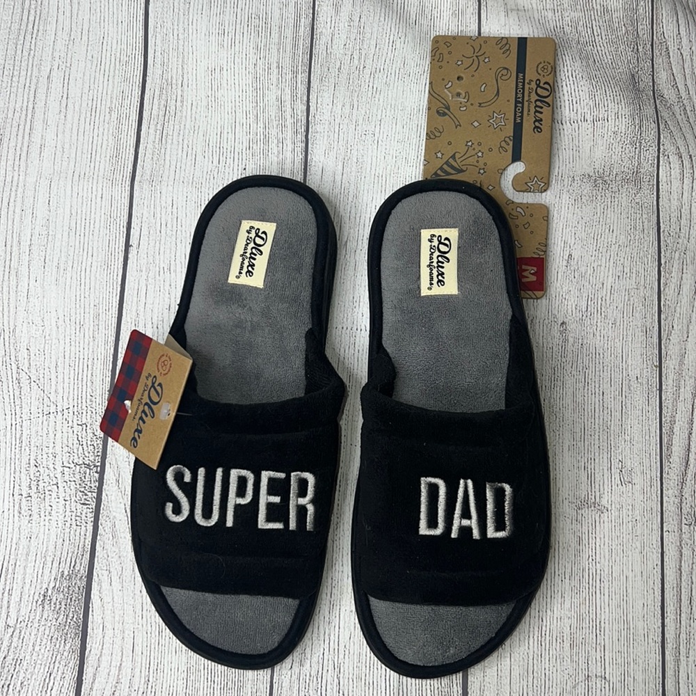🔹 Dearfoams Deluxe Super Dad Slipper Slides